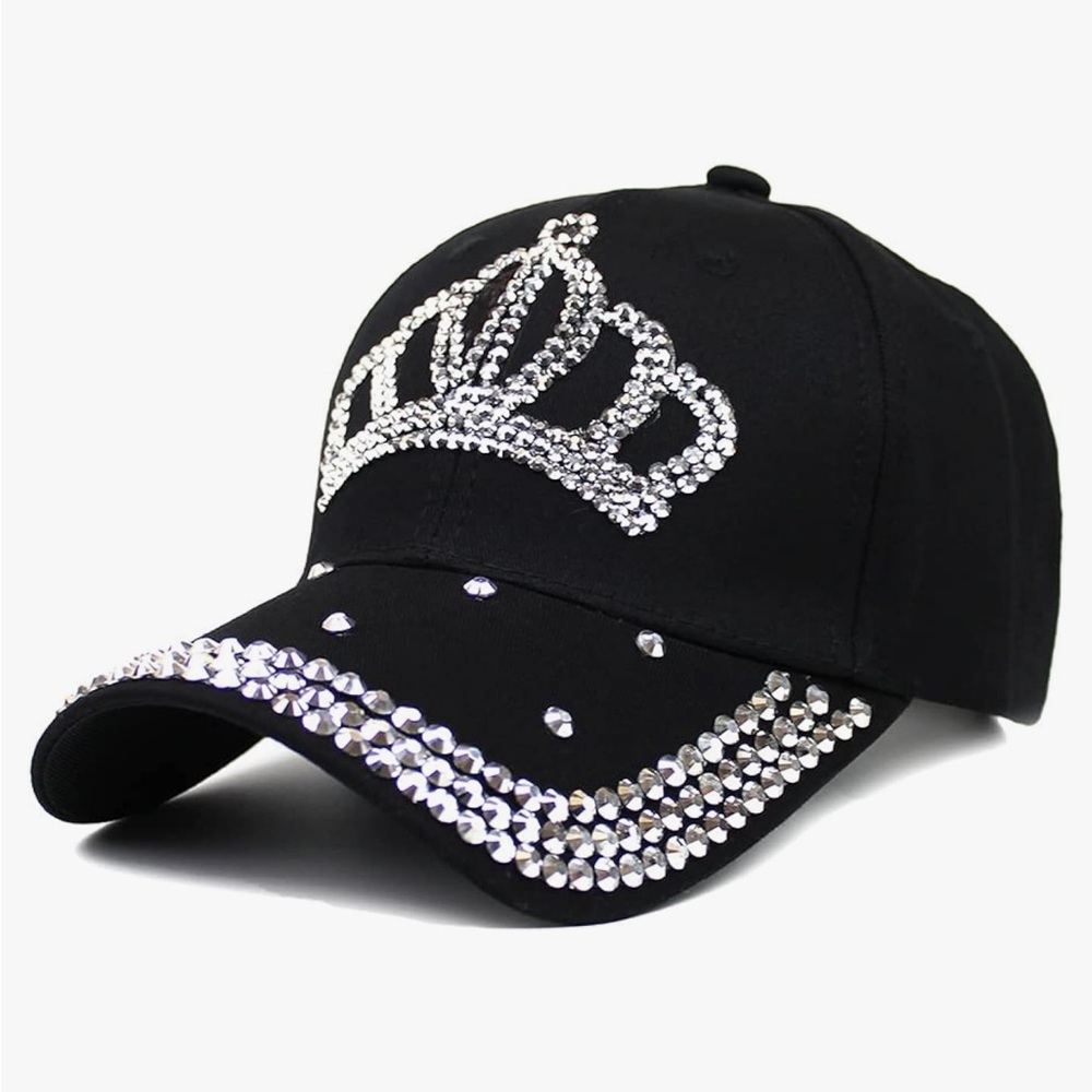 Women’s Sparkle Bling Rhinestone Bejeweled Crown Baseball Cap